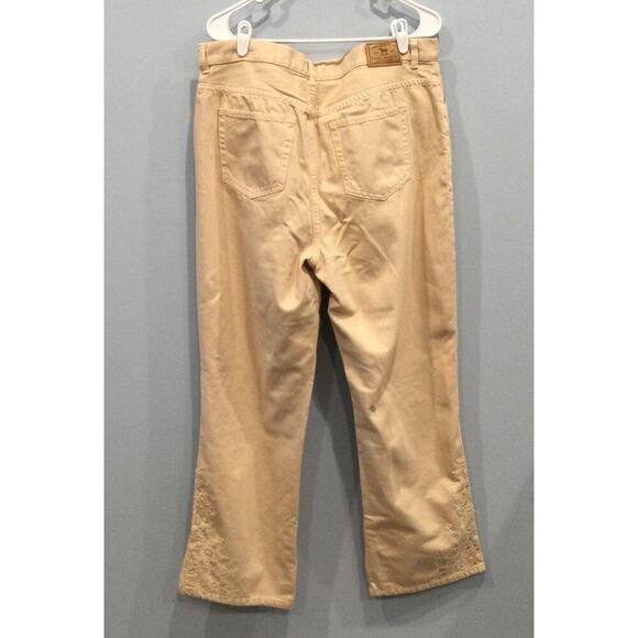 Ralph Lauren Womens Beige Denim Jeans Plus Size 14W 14 Embroidered Khaki Boho - Picture 5 of 10